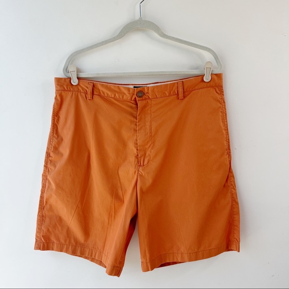 J.Crew factory men’s orange flat front shorts 9” inseam Sz 36 - Picture 2 of 9